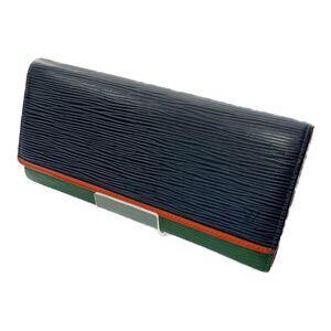 Louis Vuitton Flore Epi Leather Portefeuille Wallet Navy Blue Green
